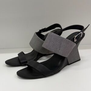 United Nude Black Sandals with Silver Textured Straps